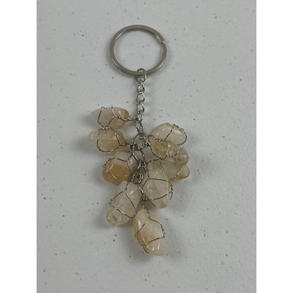 Raw Citrine Crystal Keychain With Wire Wrap Design For Healing & Positive Energy - Picture 3 of 3